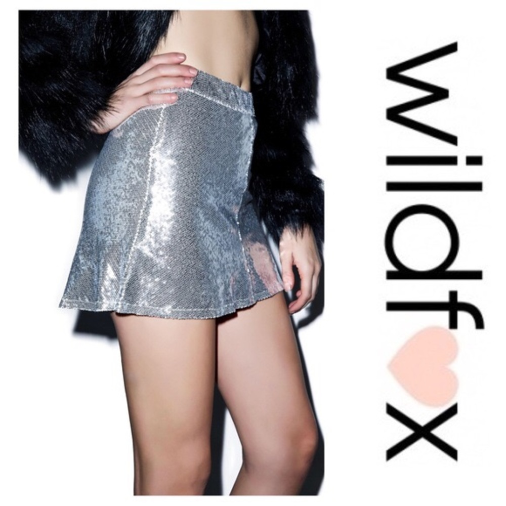 Wildfox Lula Sequin Silver Mini Skirt